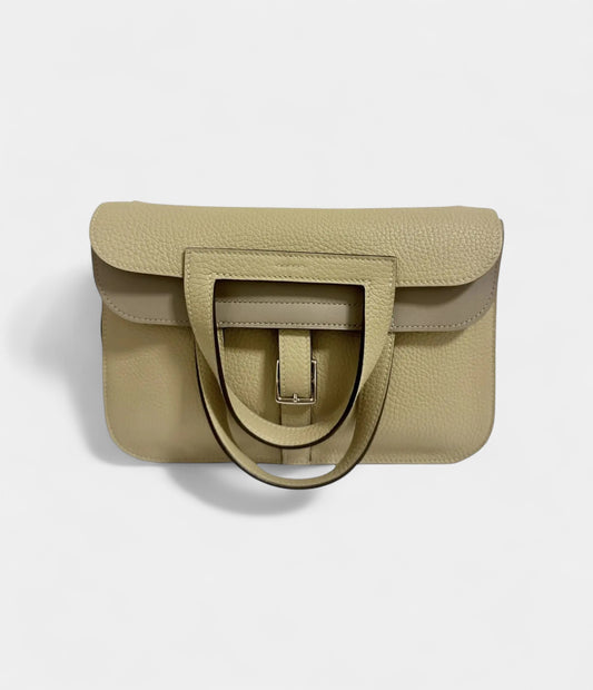 Hermès Halzan Beige Leather Handbag