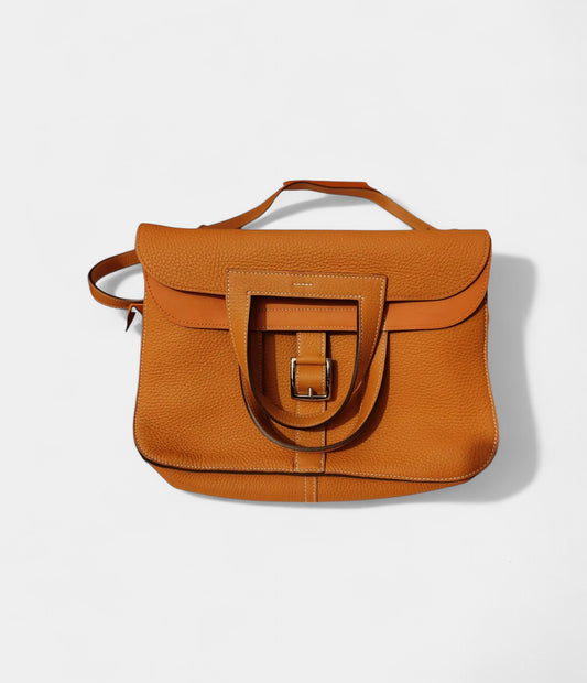 Hermès Halzan Orange Leather Handbag
