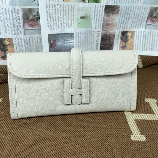 Hermès Jige 29 White Clutch Bag